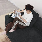 Divano componibile a 2 posti in velluto a coste – Nero / Marrone chiaro / Beige