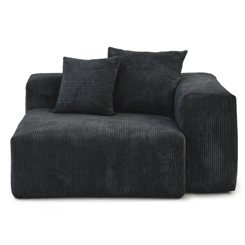 Divano componibile a 2 posti in velluto a coste – Nero / Marrone chiaro / Beige