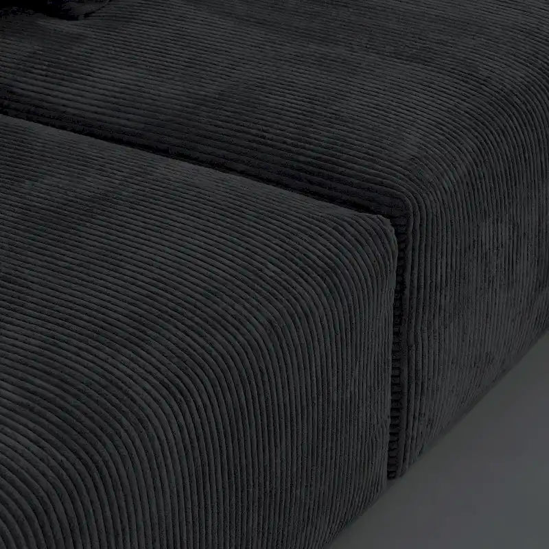 Divano componibile a 2 posti in velluto a coste – Nero / Marrone chiaro / Beige