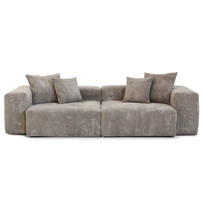 Divano componibile a 2 posti in velluto a coste – Nero / Marrone chiaro / Beige