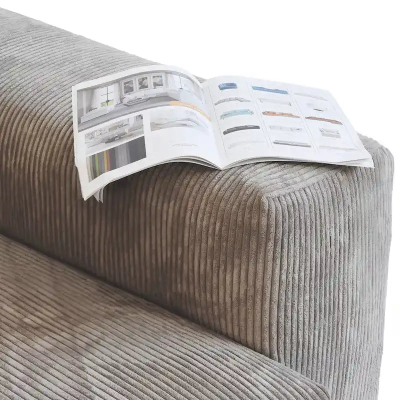 Divano componibile a 2 posti in velluto a coste – Nero / Marrone chiaro / Beige
