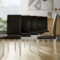 Sedia da pranzo moderna nera/marrone, stile schienale alto, set da 6