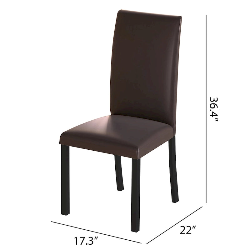 Sedia da pranzo moderna nera/marrone, stile schienale alto, set da 6
