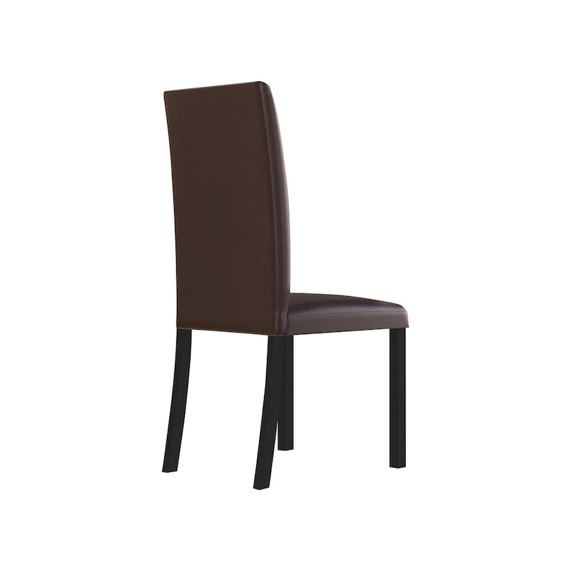 Sedia da pranzo moderna nera/marrone, stile schienale alto, set da 6