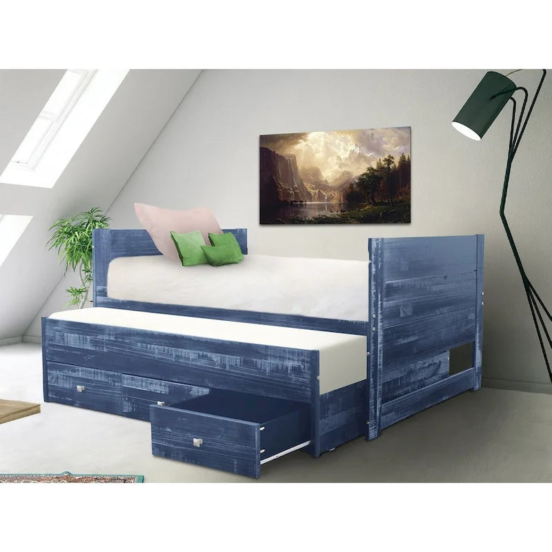 Letto singolo multicolore con rotelle e 3 cassetti, per 2 persone
