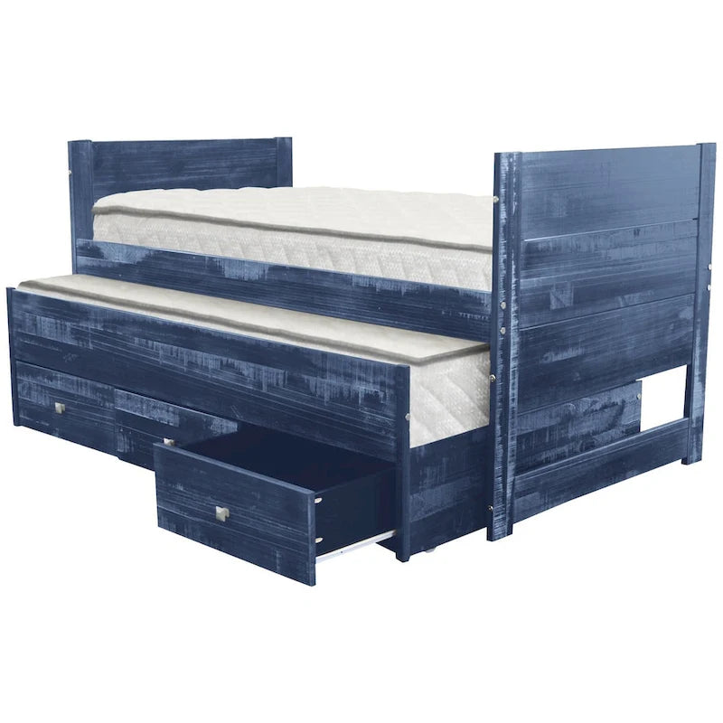 Letto singolo multicolore con rotelle e 3 cassetti, per 2 persone