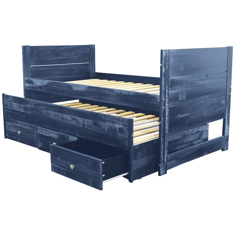 Letto singolo multicolore con rotelle e 3 cassetti, per 2 persone