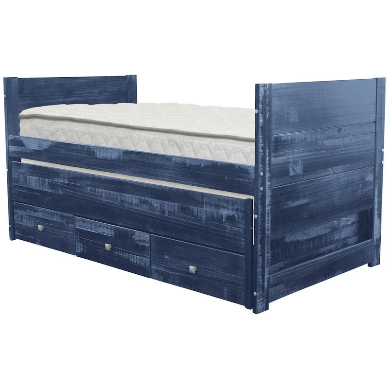 Letto singolo multicolore con rotelle e 3 cassetti, per 2 persone