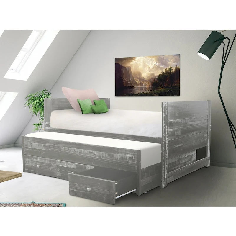 Letto singolo multicolore con rotelle e 3 cassetti, per 2 persone