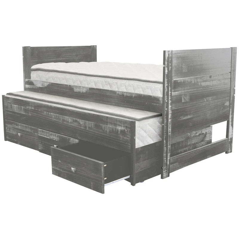 Letto singolo multicolore con rotelle e 3 cassetti, per 2 persone