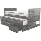 Letto singolo multicolore con rotelle e 3 cassetti, per 2 persone
