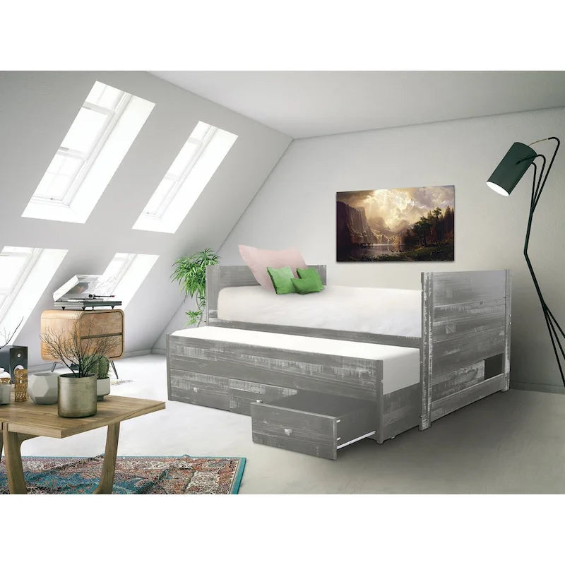 Letto singolo multicolore con rotelle e 3 cassetti, per 2 persone