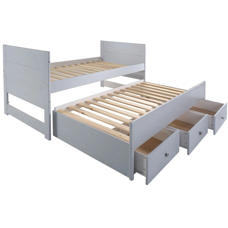 Letto singolo multicolore con rotelle e 3 cassetti, per 2 persone