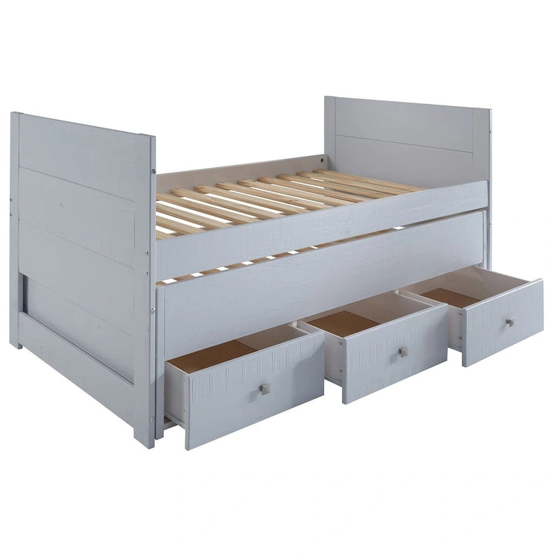 Letto singolo multicolore con rotelle e 3 cassetti, per 2 persone