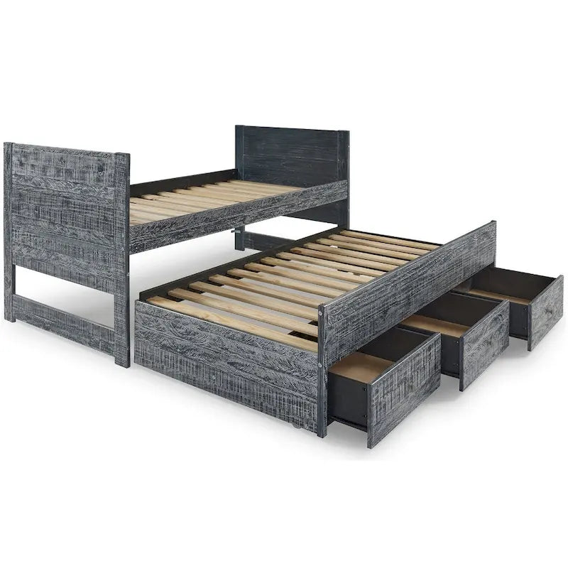 Letto singolo multicolore con rotelle e 3 cassetti, per 2 persone