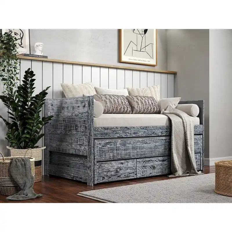 Letto singolo multicolore con rotelle e 3 cassetti, per 2 persone