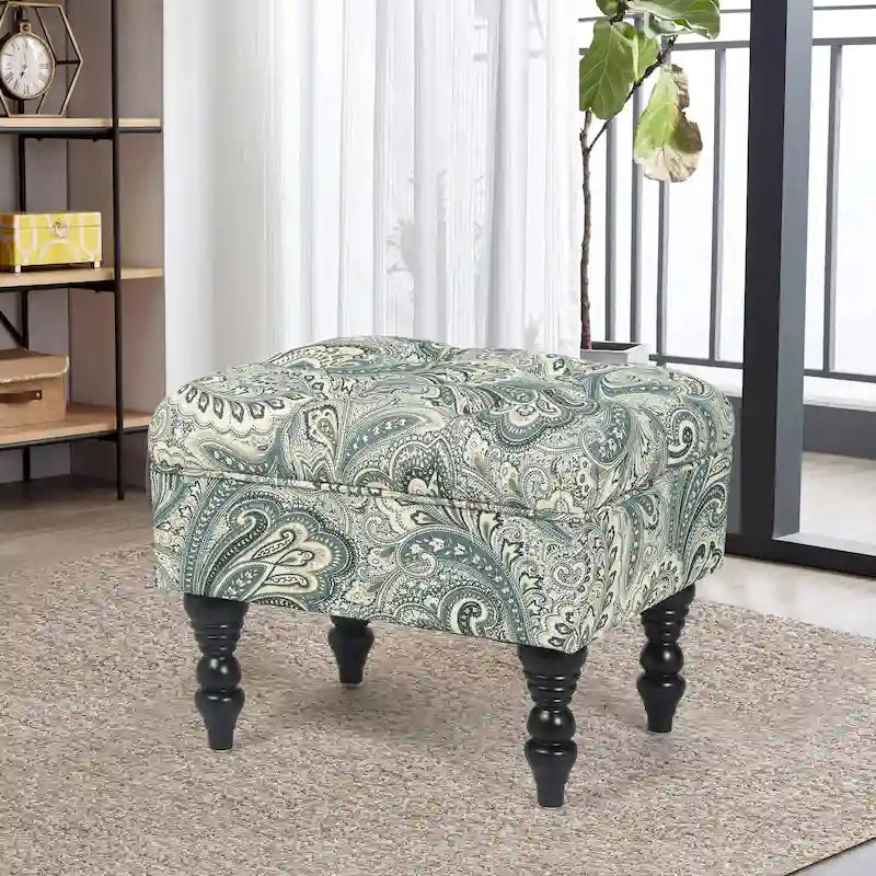 Poggiapiedi Tufted floreale, ricamato / beige / multi / verde lime, singolo