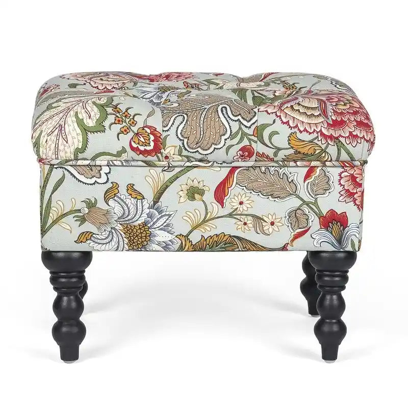 Poggiapiedi Tufted floreale, ricamato / beige / multi / verde lime, singolo