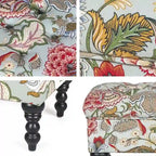 Poggiapiedi Tufted floreale, ricamato / beige / multi / verde lime, singolo