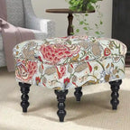 Poggiapiedi Tufted floreale, ricamato / beige / multi / verde lime, singolo