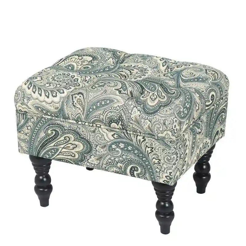 Poggiapiedi Tufted floreale, ricamato / beige / multi / verde lime, singolo