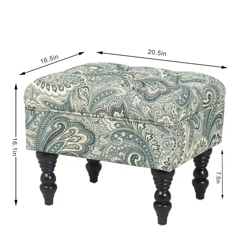 Poggiapiedi Tufted floreale, ricamato / beige / multi / verde lime, singolo
