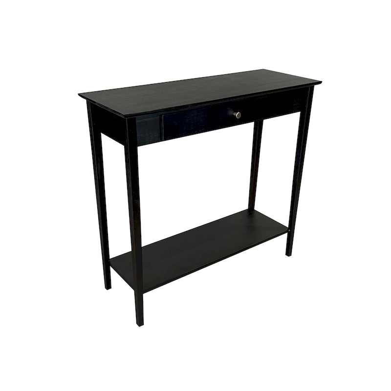 Tavolino consolle a 2 ripiani in bambù color mogano/naturale/grigio antracite con cassetto – monouso