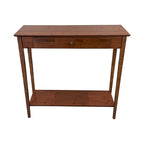 Tavolino consolle a 2 ripiani in bambù color mogano/naturale/grigio antracite con cassetto – monouso