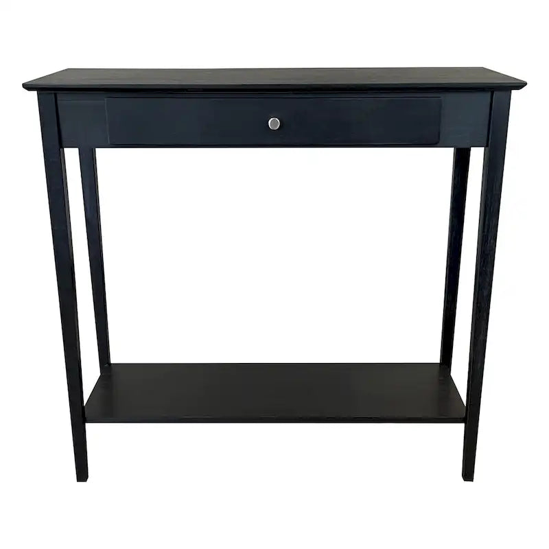 Tavolino consolle a 2 ripiani in bambù color mogano/naturale/grigio antracite con cassetto – monouso
