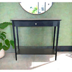 Tavolino consolle a 2 ripiani in bambù color mogano/naturale/grigio antracite con cassetto – monouso