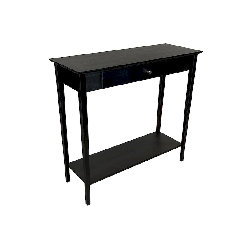 Tavolino consolle a 2 ripiani in bambù color mogano/naturale/grigio antracite con cassetto – monouso