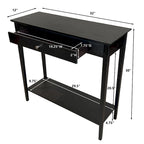 Tavolino consolle a 2 ripiani in bambù color mogano/naturale/grigio antracite con cassetto – monouso
