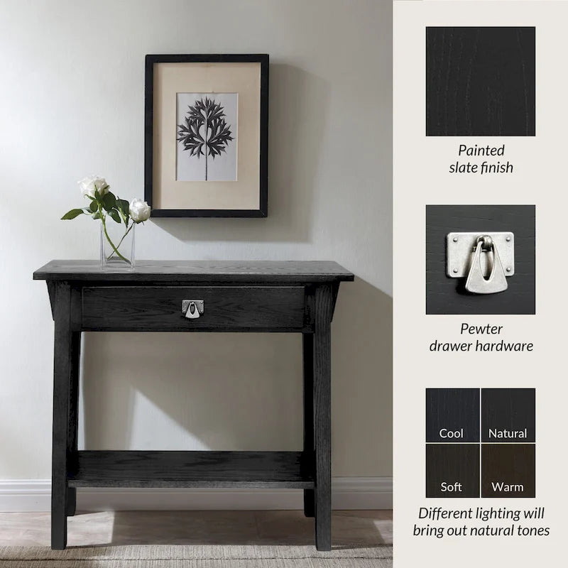 Tavolino console Slate/Russet Mission – Legno massiccio, montaggio in 1 persona