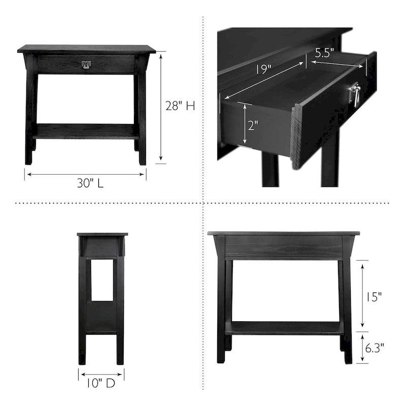 Tavolino console Slate/Russet Mission – Legno massiccio, montaggio in 1 persona