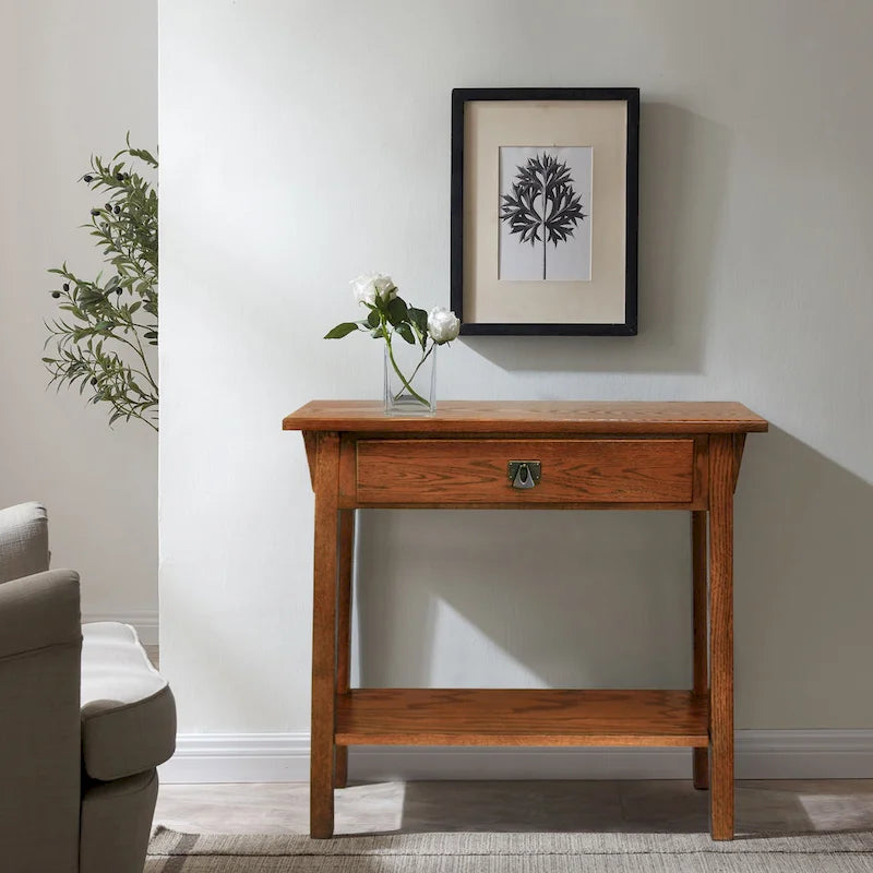 Tavolino console Slate/Russet Mission – Legno massiccio, montaggio in 1 persona