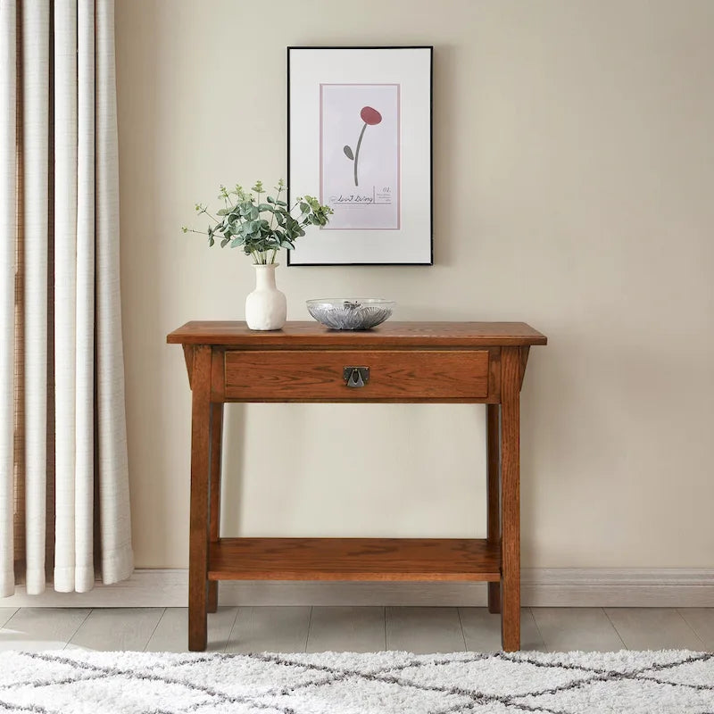 Tavolino console Slate/Russet Mission – Legno massiccio, montaggio in 1 persona