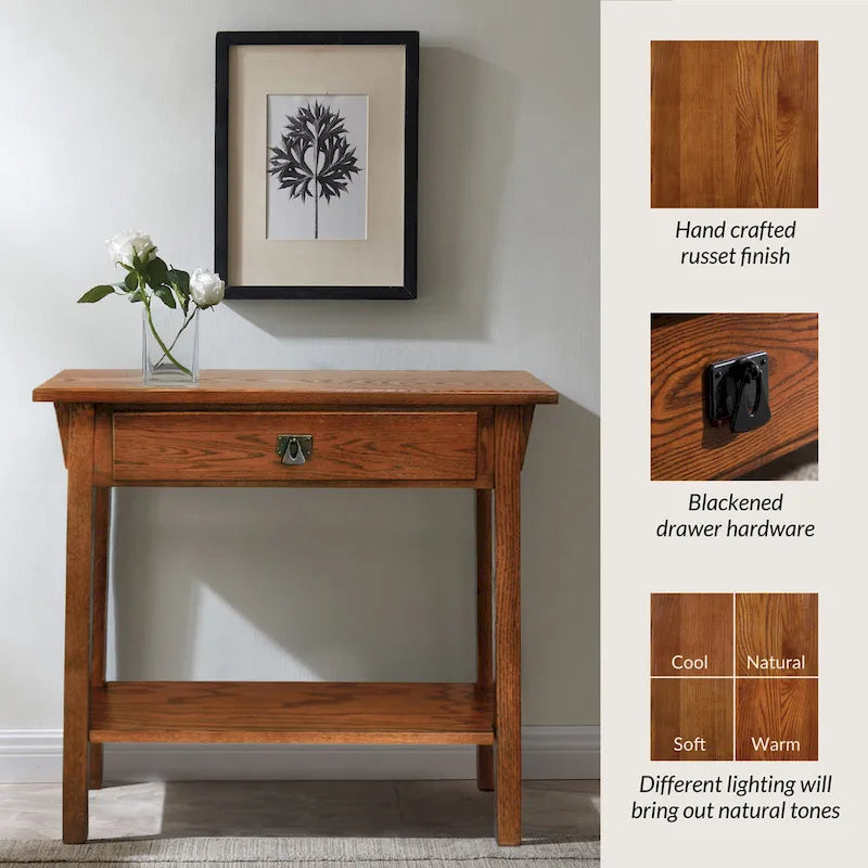Tavolino console Slate/Russet Mission – Legno massiccio, montaggio in 1 persona
