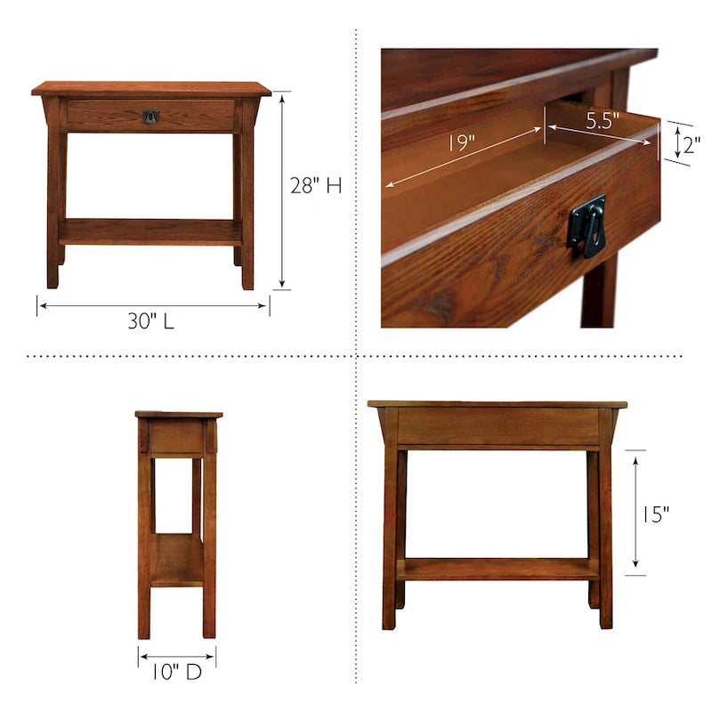Tavolino console Slate/Russet Mission – Legno massiccio, montaggio in 1 persona