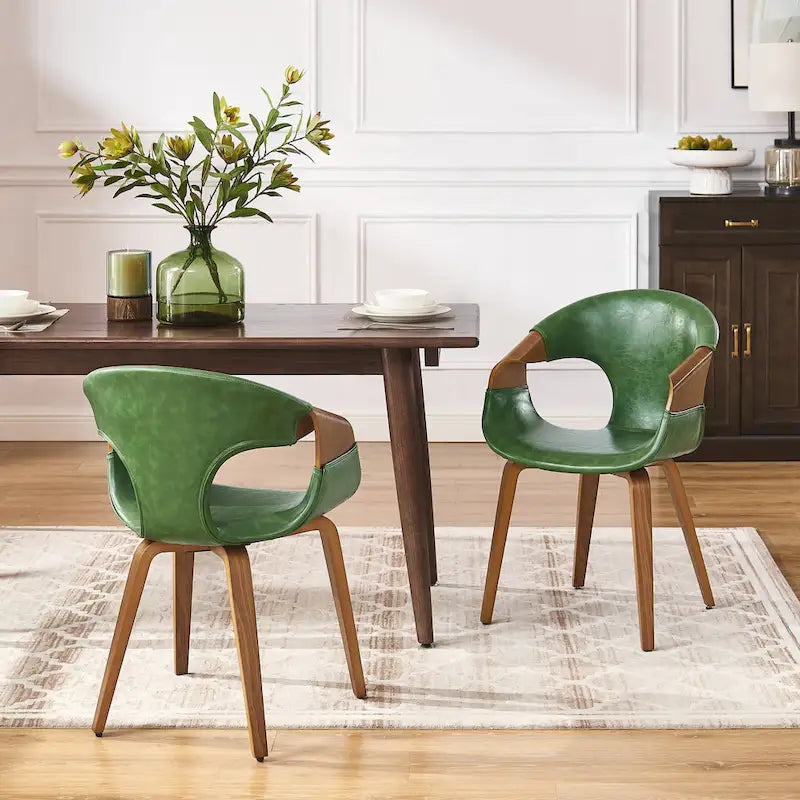 Sedia da pranzo in similpelle curvata marrone/nera – singola o set da 2