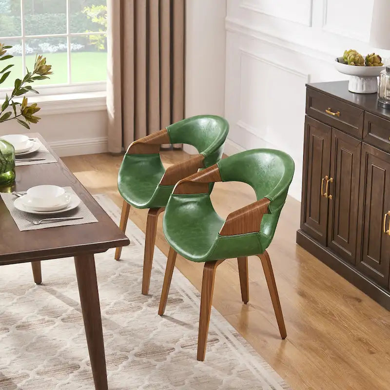 Sedia da pranzo in similpelle curvata marrone/nera – singola o set da 2