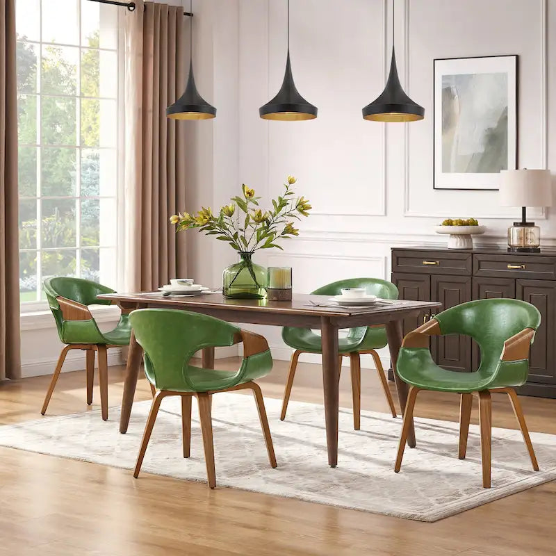 Sedia da pranzo in similpelle curvata marrone/nera – singola o set da 2