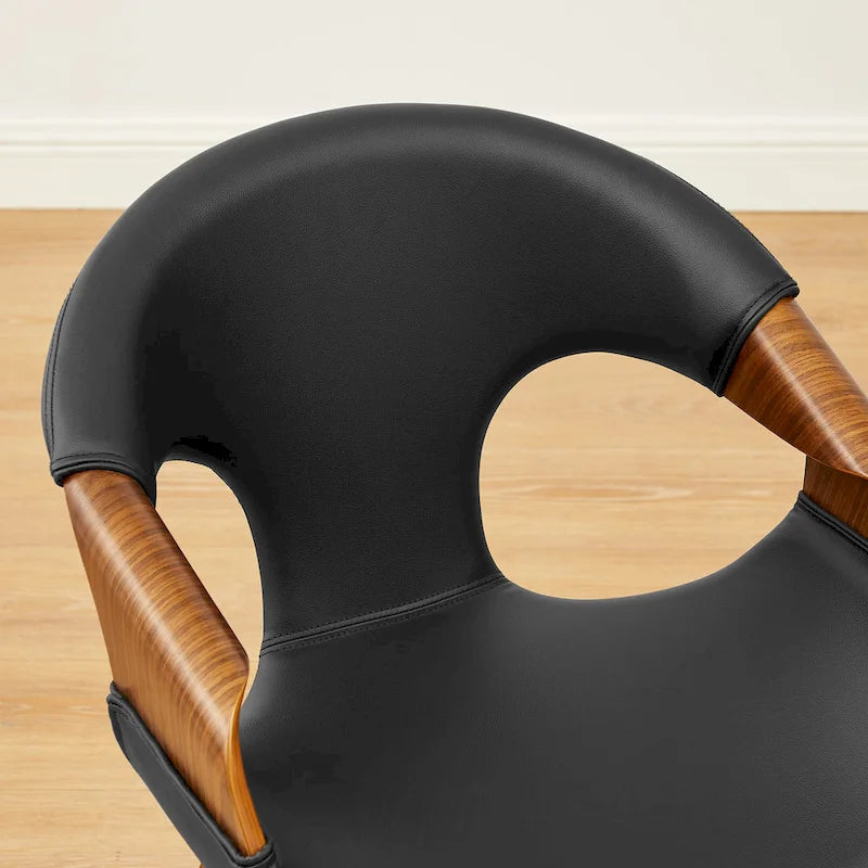 Sedia da pranzo in similpelle curvata marrone/nera – singola o set da 2