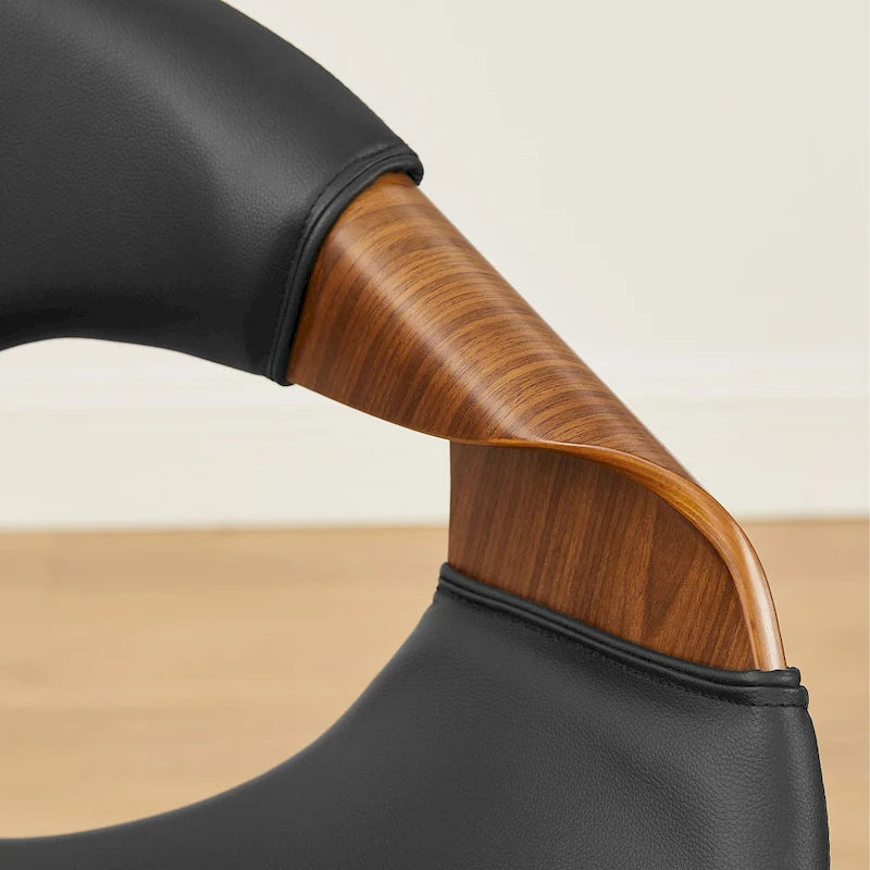 Sedia da pranzo in similpelle curvata marrone/nera – singola o set da 2