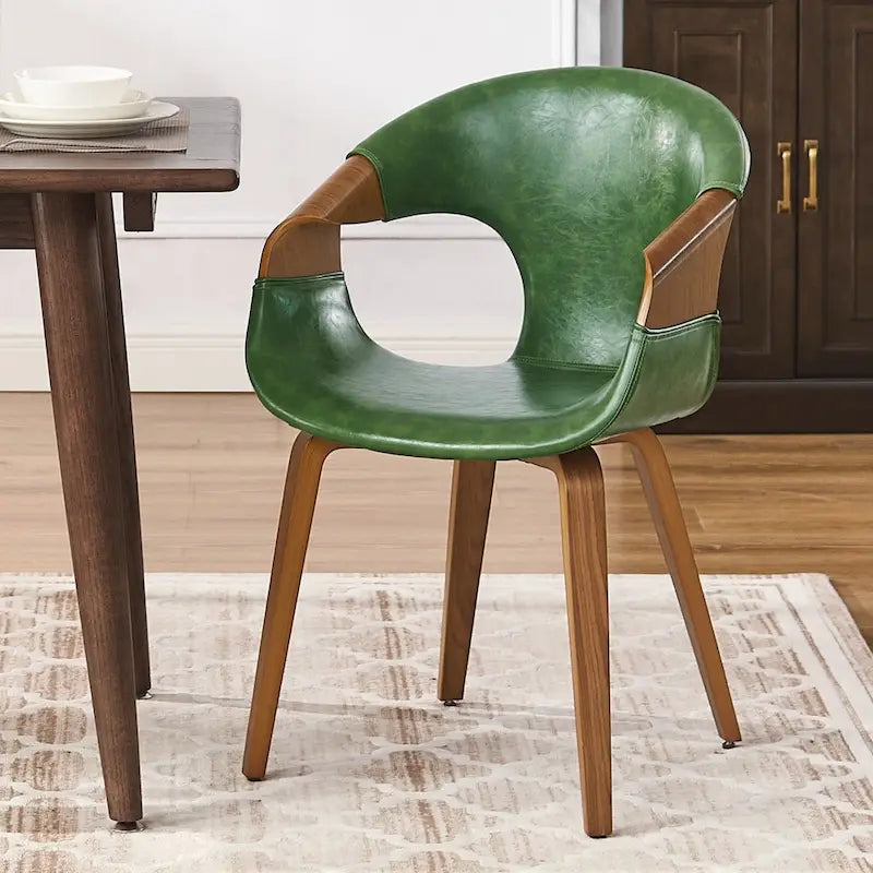 Sedia da pranzo in similpelle curvata marrone/nera – singola o set da 2