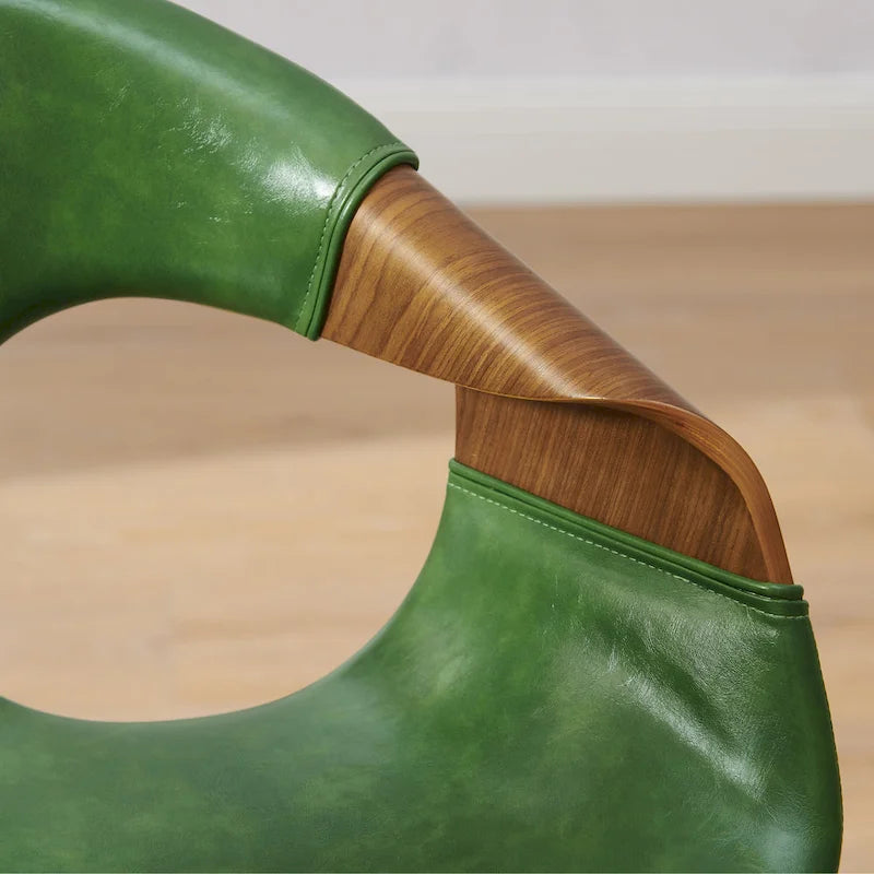 Sedia da pranzo in similpelle curvata marrone/nera – singola o set da 2