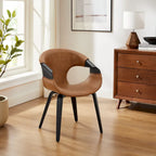 Sedia da pranzo in similpelle curvata marrone/nera – singola o set da 2