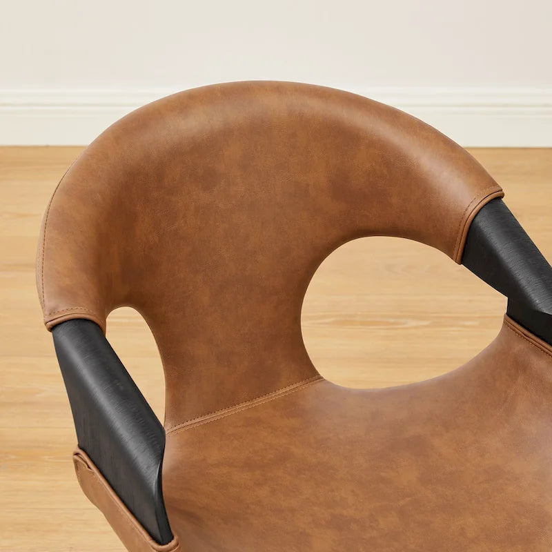 Sedia da pranzo in similpelle curvata marrone/nera – singola o set da 2