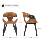 Sedia da pranzo in similpelle curvata marrone/nera – singola o set da 2