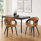 Sedia da pranzo in similpelle curvata marrone/nera – singola o set da 2