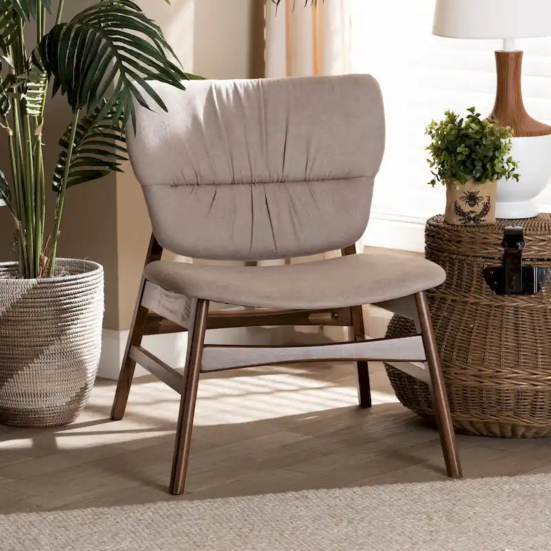 Poltrona di design di metà secolo, beige/grigia, a seduta singola